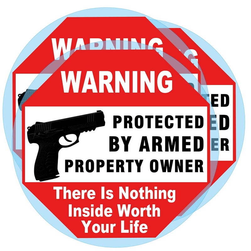 ICObuty Warning Signs Gun There is Nothing Here Protected by Armed Property Owner Sign Static Cling Decal or Sticker on Window 6 x 6 Inch (Static Cling Decal) - Image 1